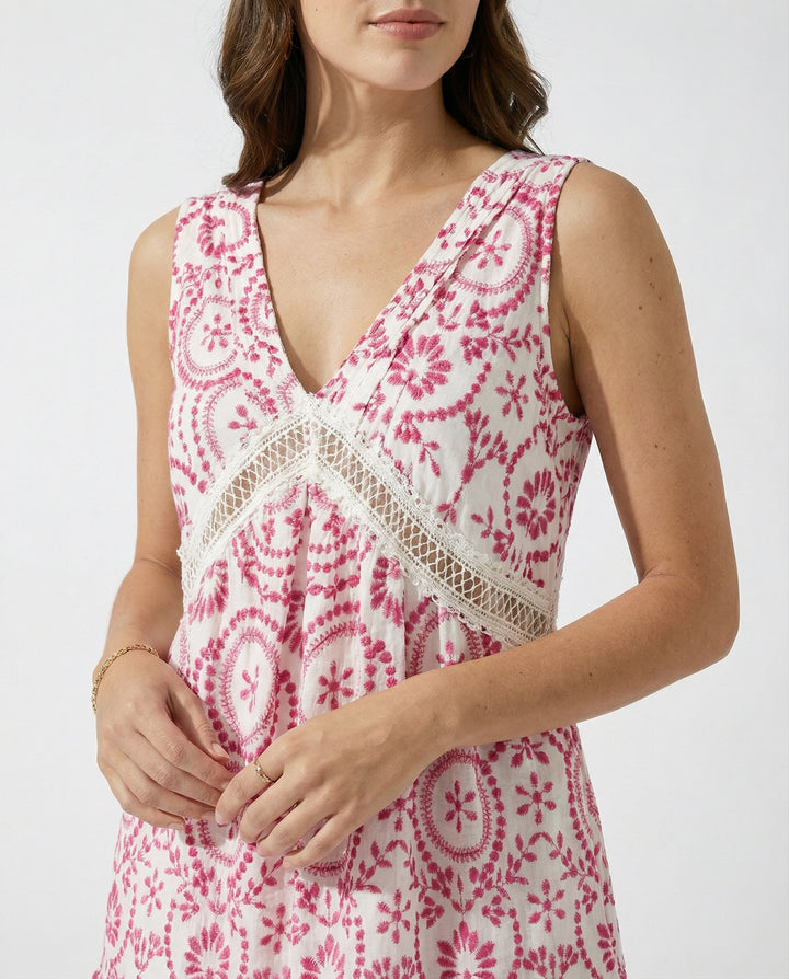 Blush Bloom V-Neck Mini Dress