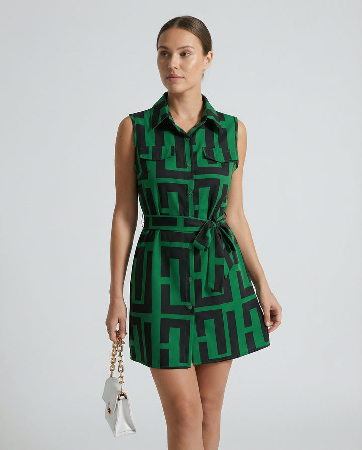 Capri Grid Shirt Mini Dress
