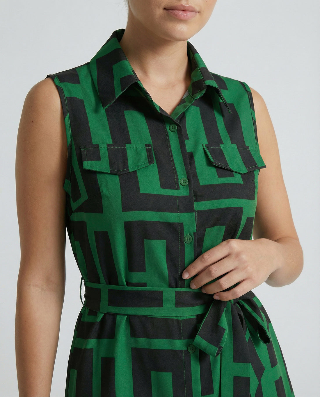 Capri Grid Shirt Mini Dress