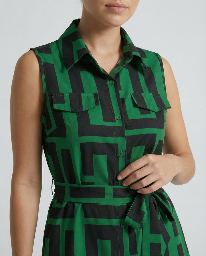 Capri Grid Shirt Mini Dress