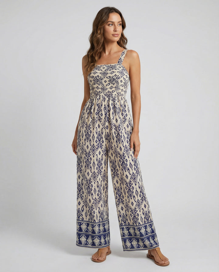 Coastal Ikat Wide Leg Jumpsuit