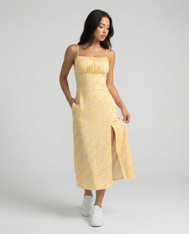 Elara Bloom Slit Dress