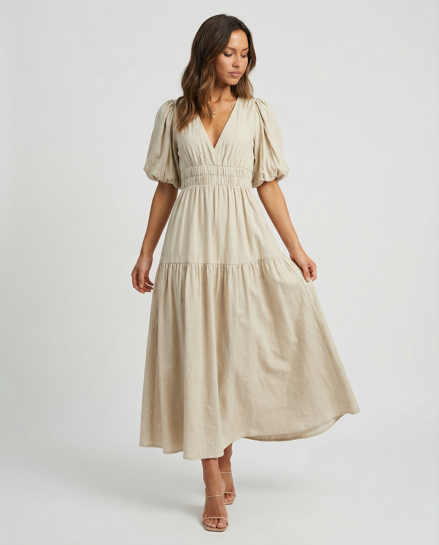 Camellia V-Neck Midi Dress