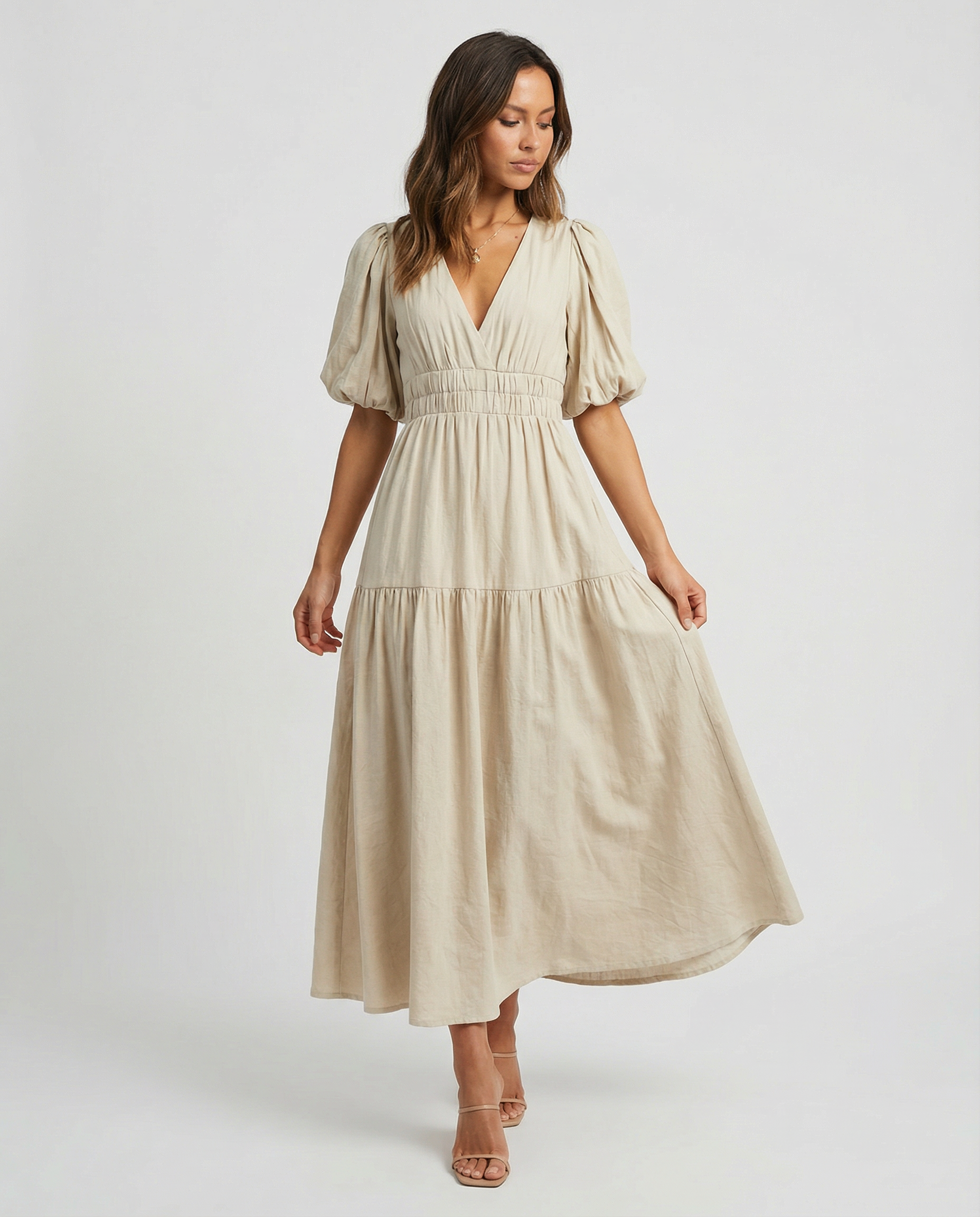 Camellia V-Neck Midi Dress