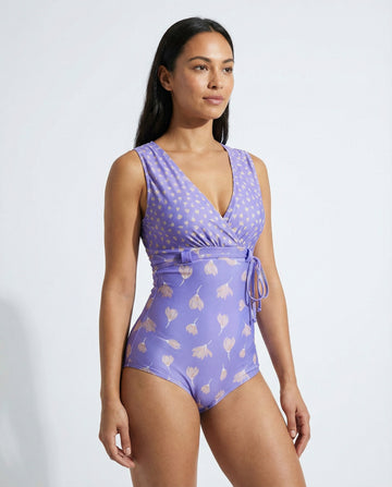 Floral Surplice Wrap One-Piece