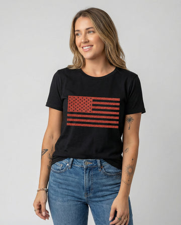 Freedom Flag Round Neck Tee