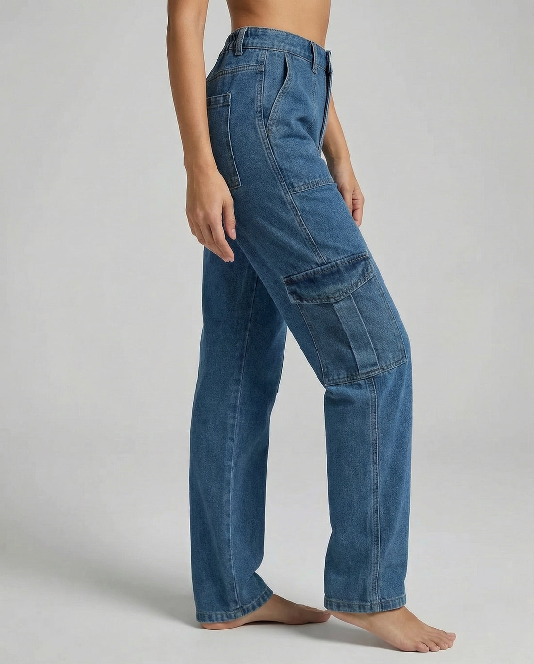 High-Rise Utility Cargo Jeans