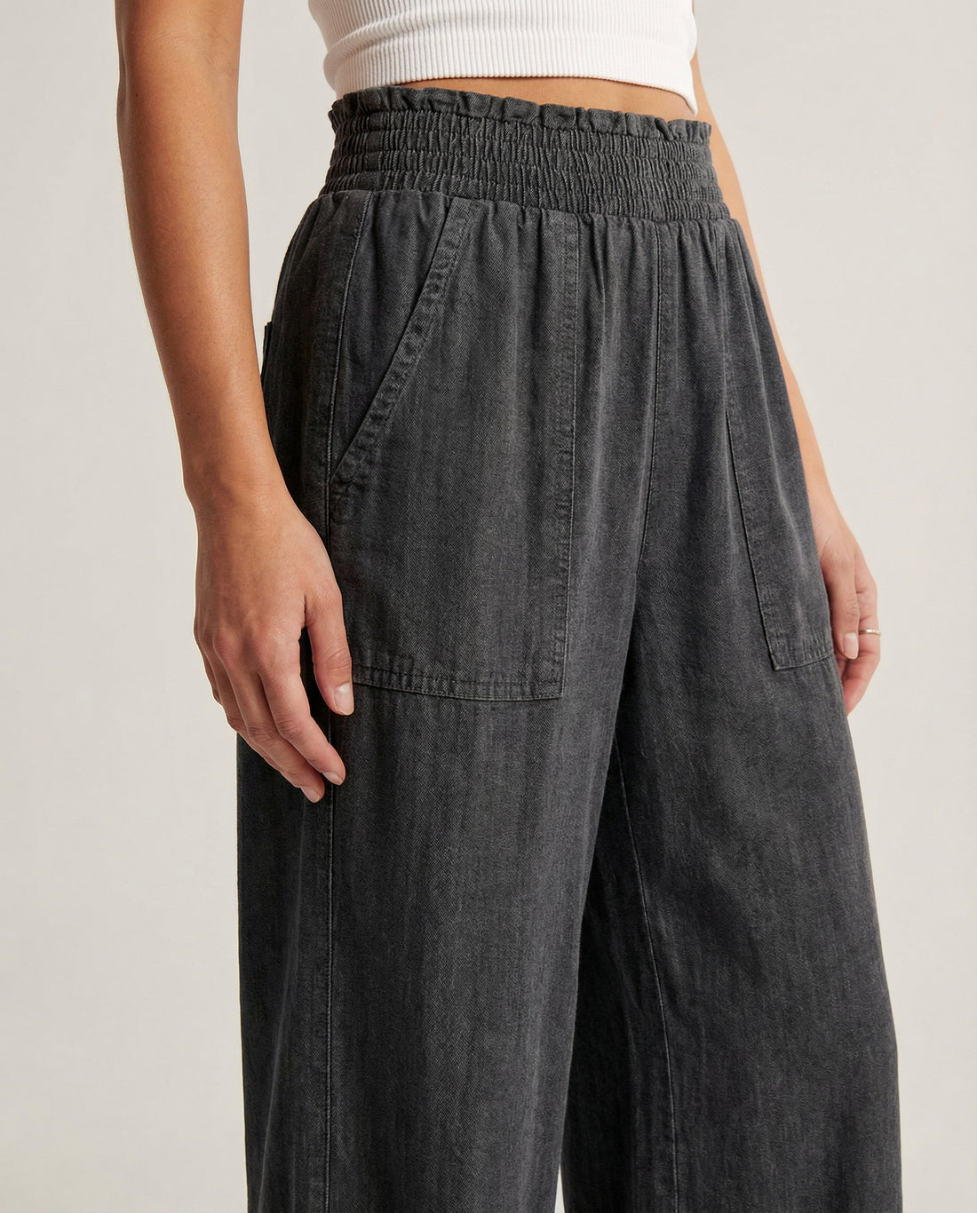 Midnight Smocked Wide Leg Pants
