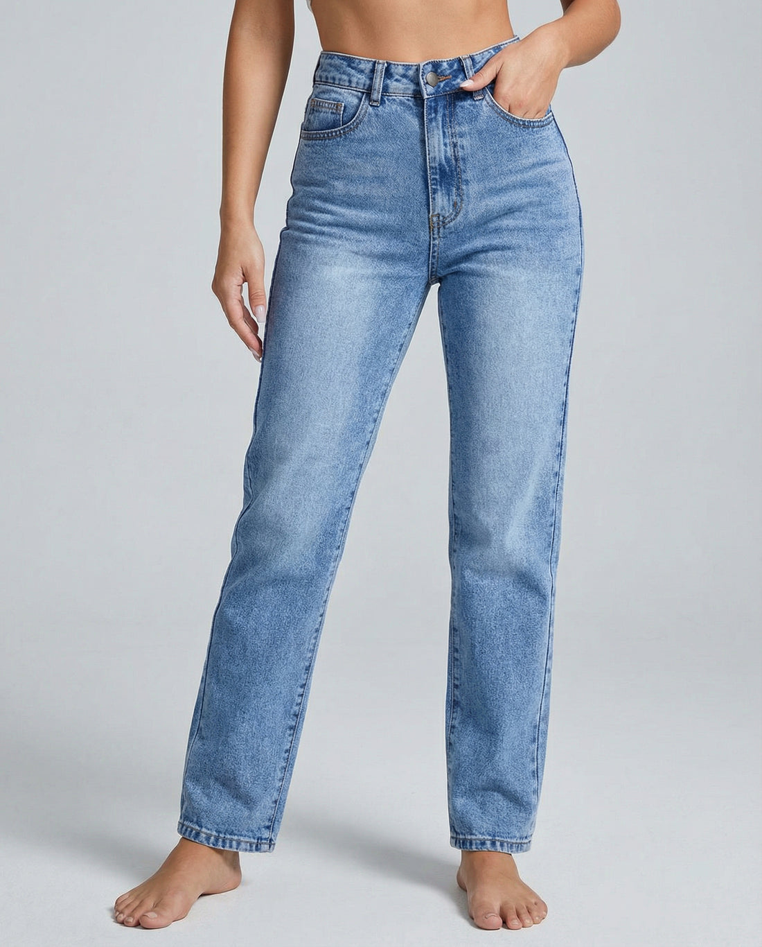 Pocketed Straight-Leg Jeans