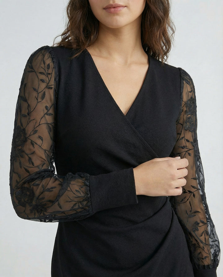 Ruched Surplice Wrap Mini Dress