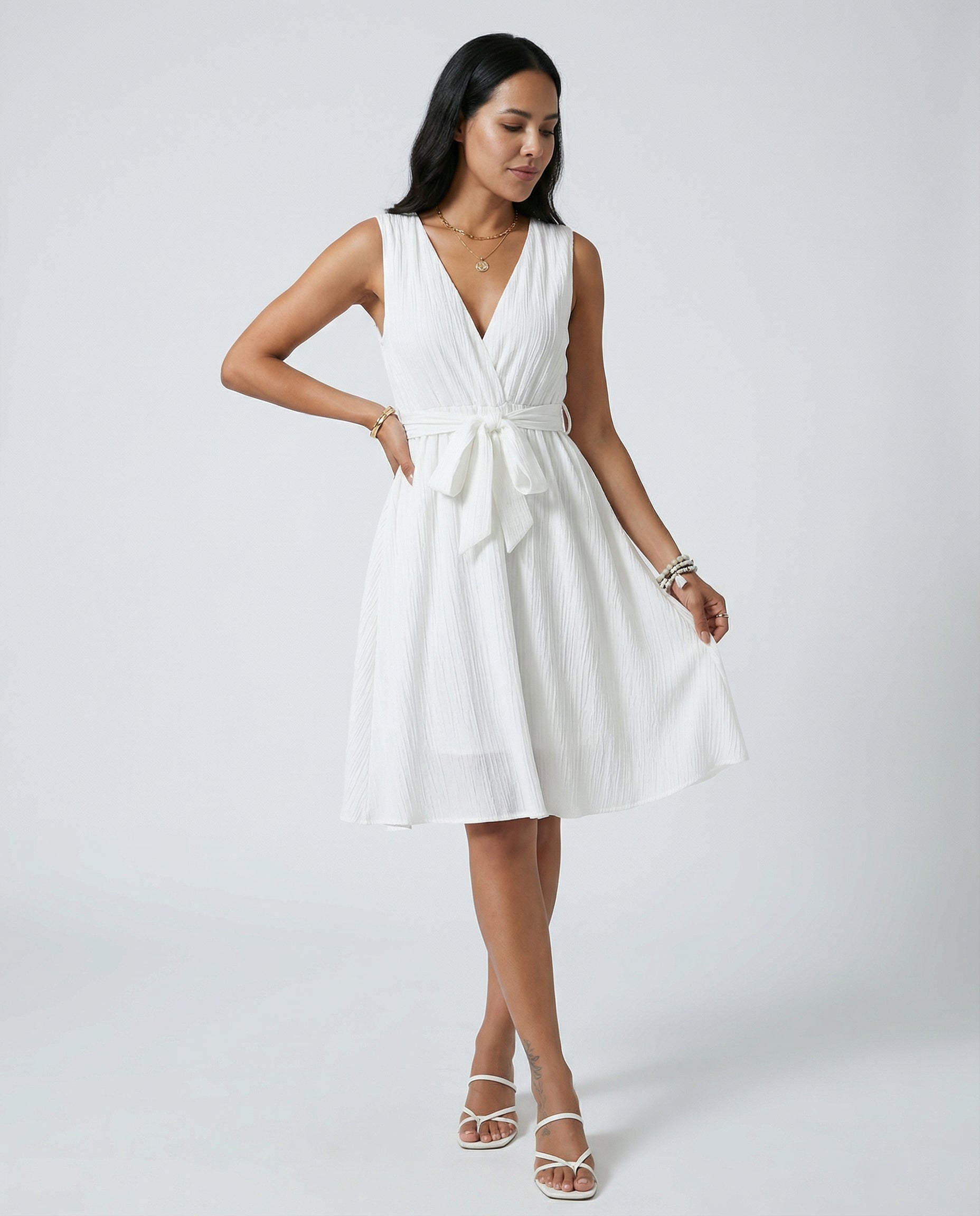 Seaside Grace Tie-Waist Dress
