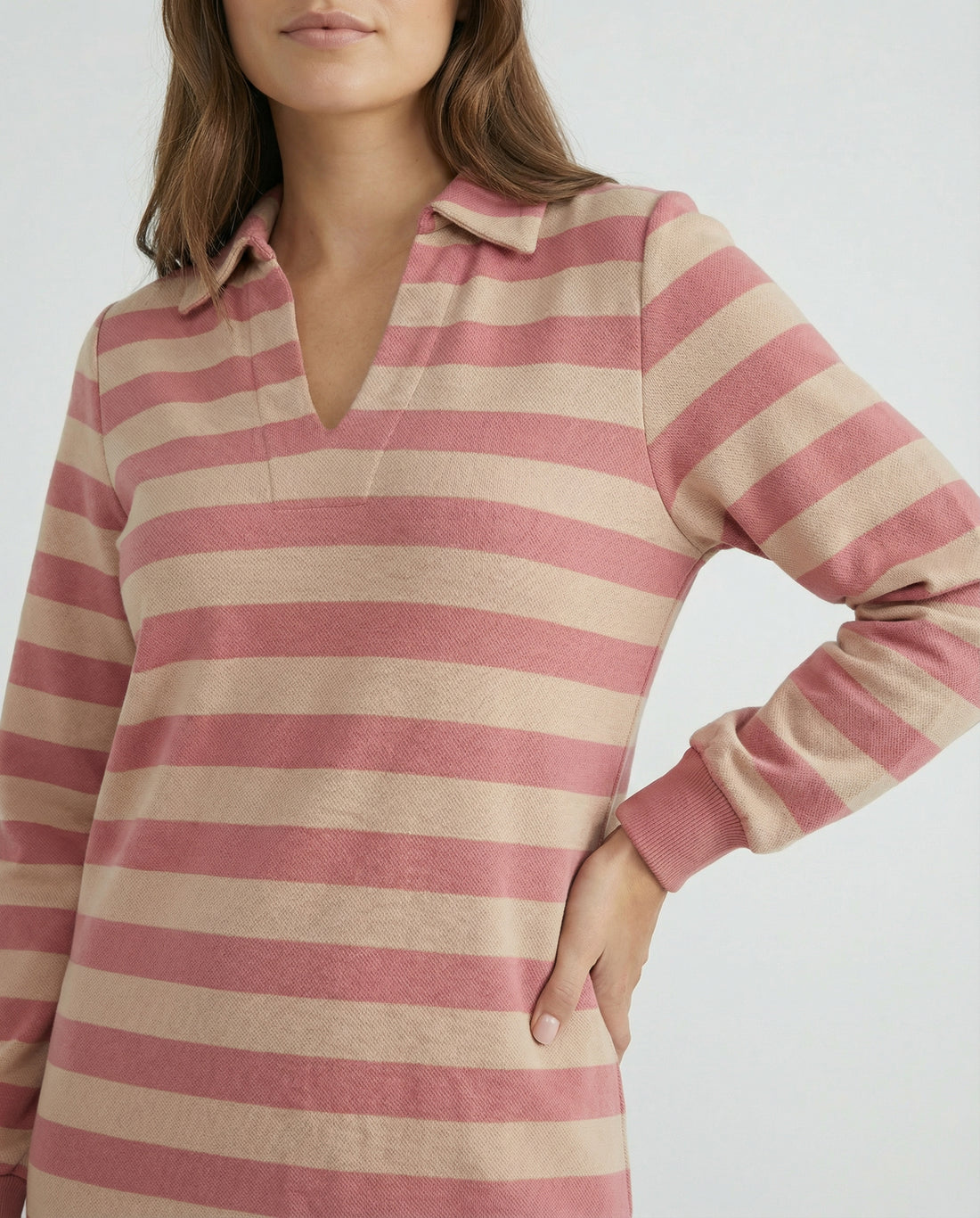 Sport Collar Stripe Mini Dress