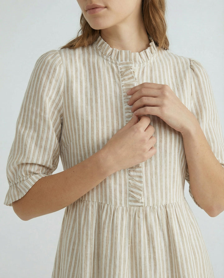 Striped Half Sleeve Mini Dress