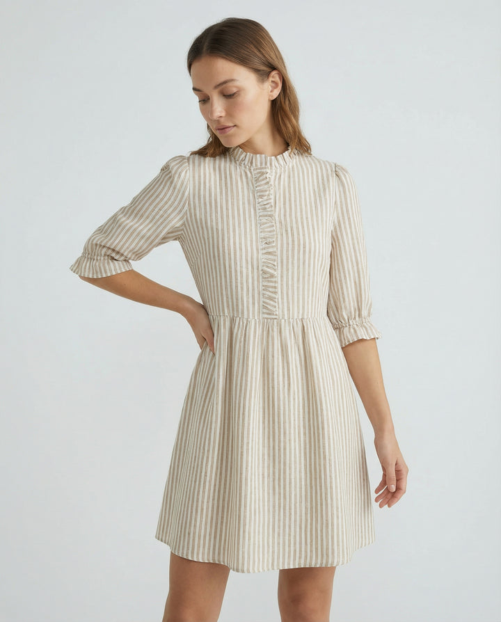 Striped Half Sleeve Mini Dress