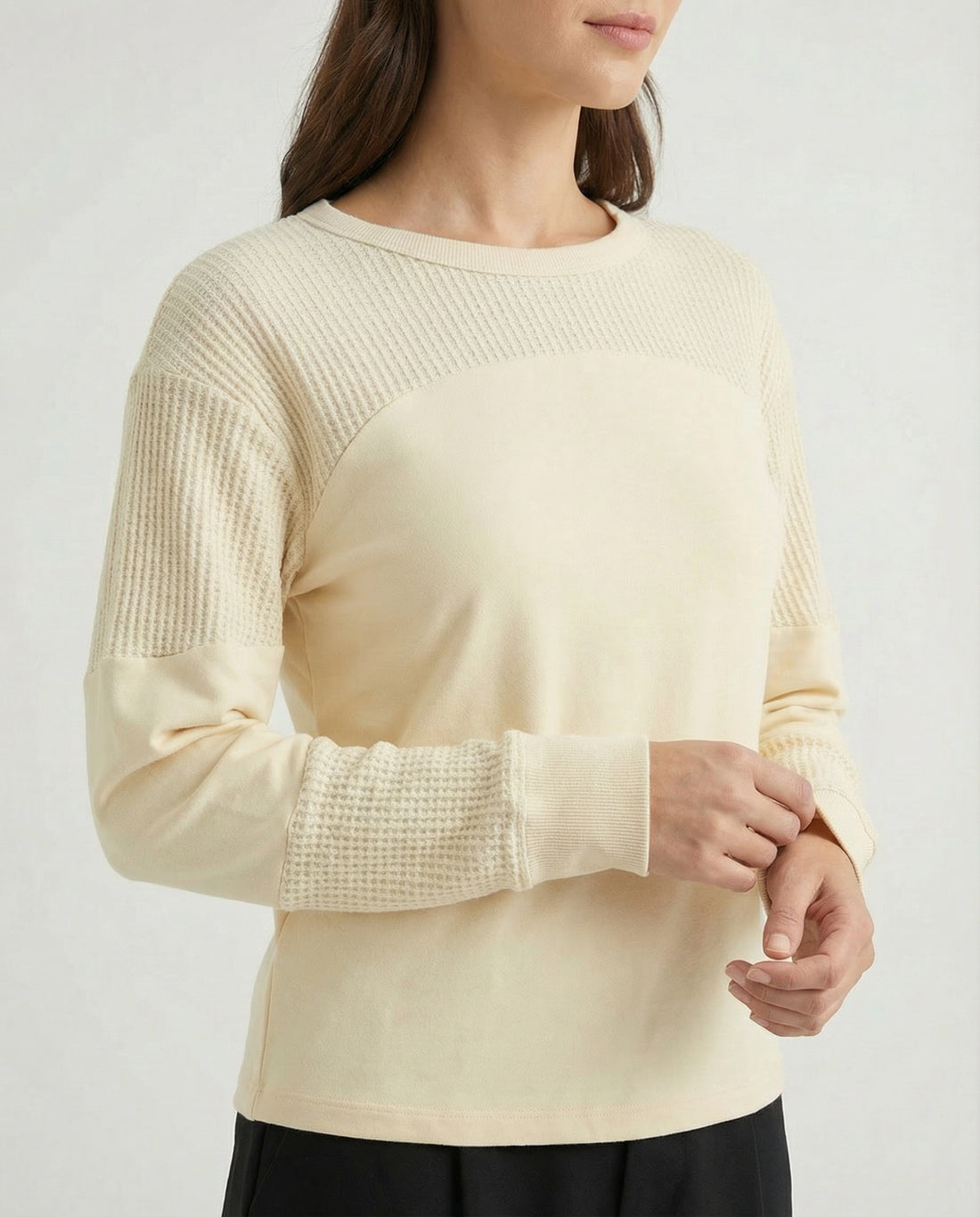 Textured Waffle Long Sleeve Top