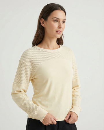 Textured Waffle Long Sleeve Top