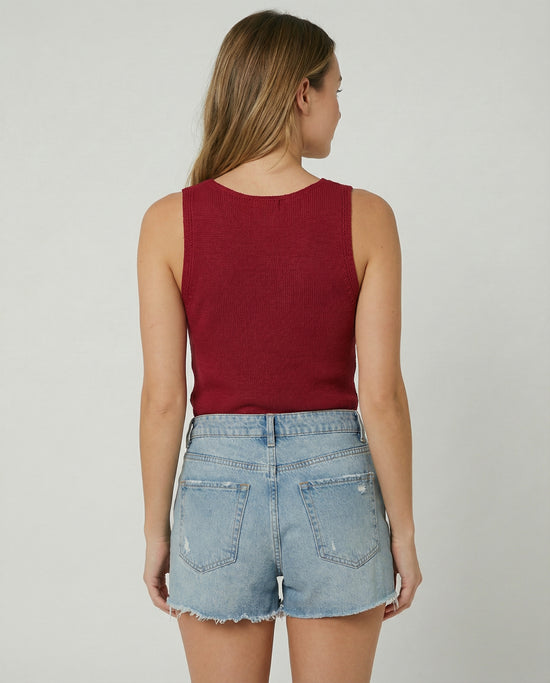 Tropic Breeze Eyelet V-Neck Tank