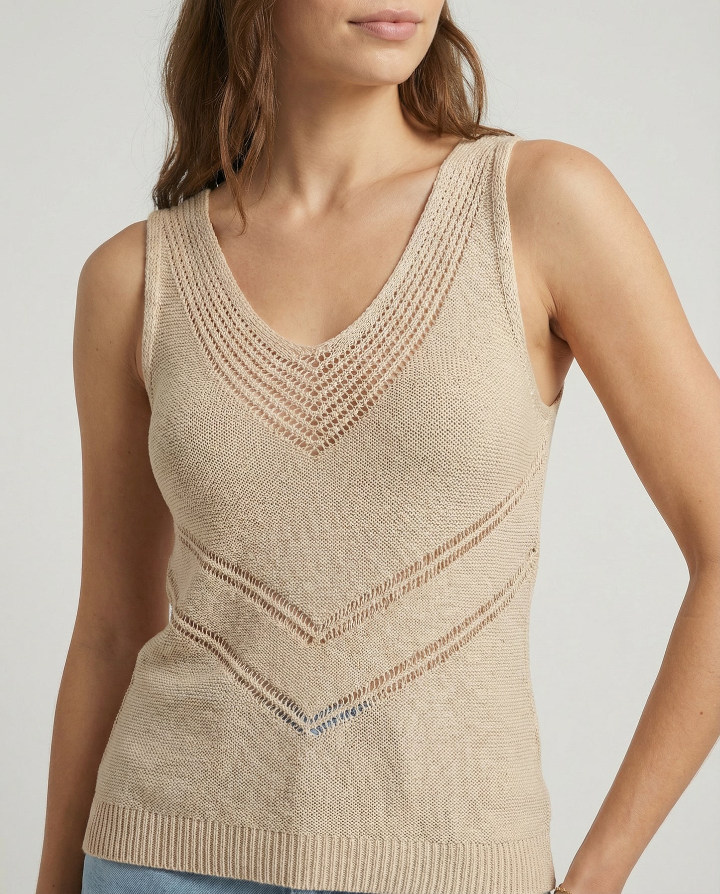 Tropic Breeze Eyelet V-Neck Tank