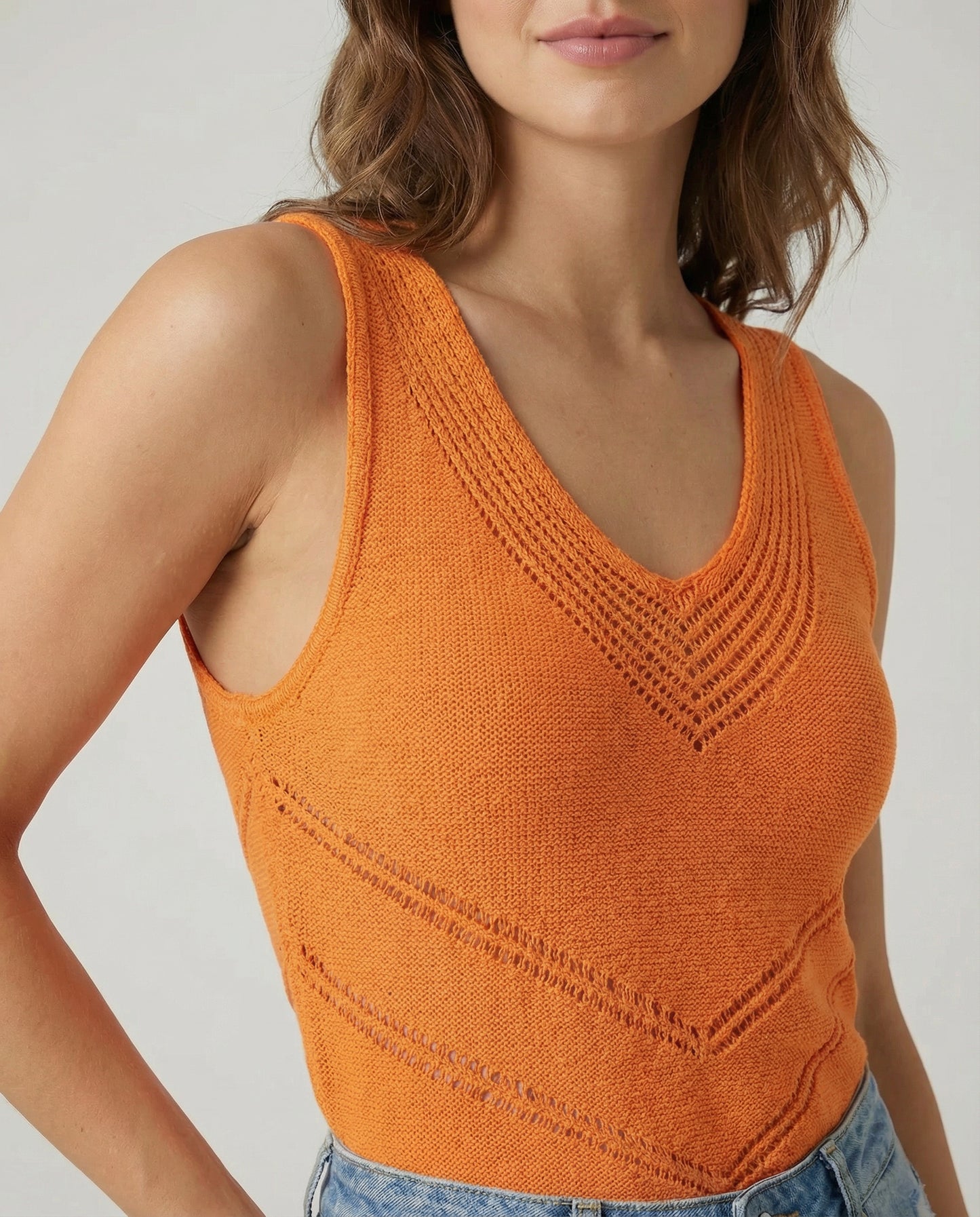 Tropic Breeze Eyelet V-Neck Tank