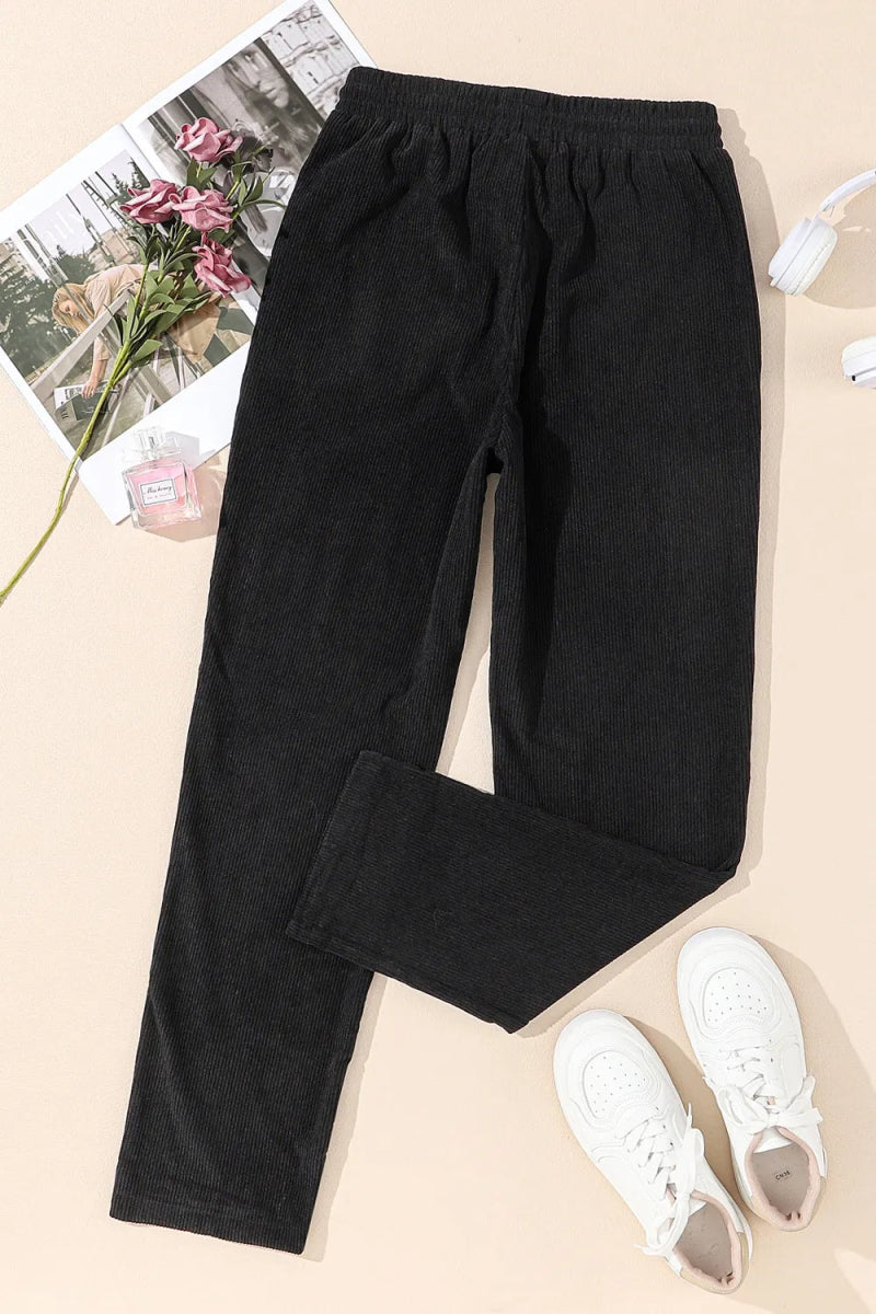 Drawstring Straight Pants with Pockets - CELIVINE