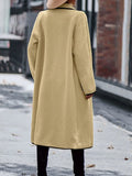Full Size Contrast Trim Long Sleeve Coat with Pockets - CELIVINE