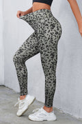 Leopard Print Wide Waistband Leggings - CELIVINE