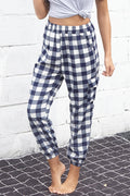 Perfee Plaid Elastic High Waist Cargo Pants - CELIVINE