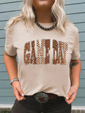 Full Size GAME DAY Checkered Letter Graphic T Shirt Plus Size - CELIVINE