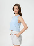 Round Neck Cropped Active Tank - CELIVINE