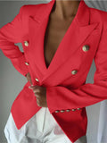 Decor Button Lapel Collar Blazer - CELIVINE