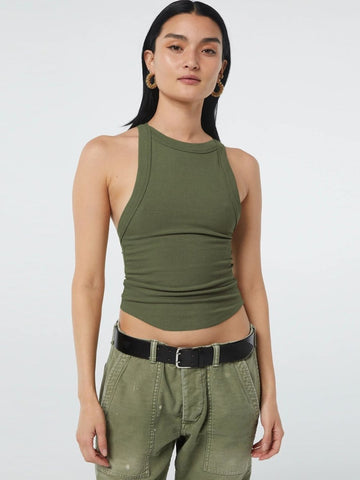 Halter Neck Ribbed Cropped Top - CELIVINE