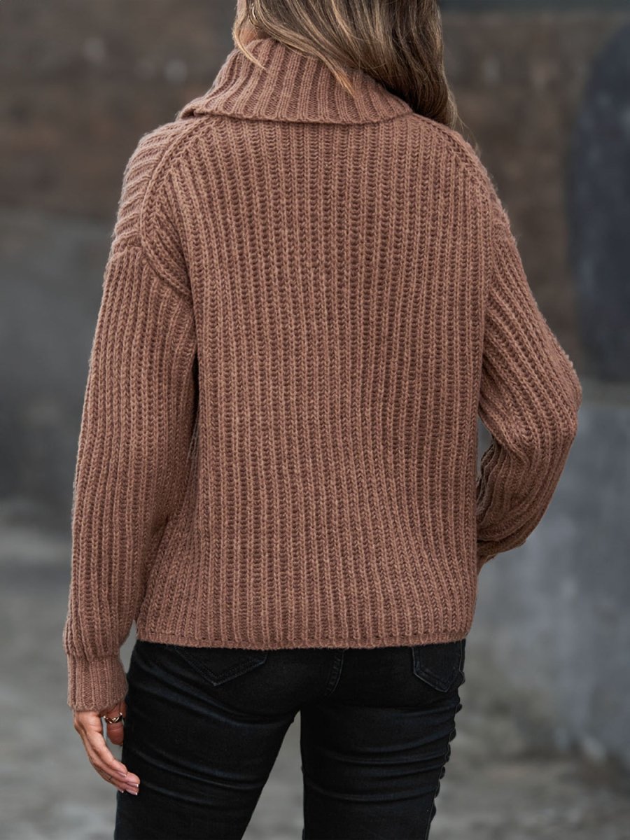 Turtleneck Rib - Knit Sweater - CELIVINE