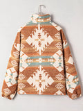 Quarter Zip Elastic Cuffs Aztec Sweatshirt - CELIVINE