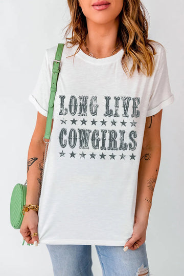 Letter Graphic Round Neck Short Sleeve T-Shirt - CELIVINE