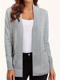 Open Front Long Sleeve Sweater Cardigan - CELIVINE