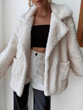Fuzzy Open Front Long Sleeve Coat - CELIVINE