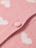 Heart Pattern Button Front Cardigan - CELIVINE