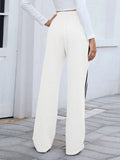 Side Striped Wide Leg Pants - CELIVINE
