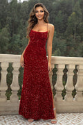 Sequin Backless Split Maxi Dress - CELIVINE