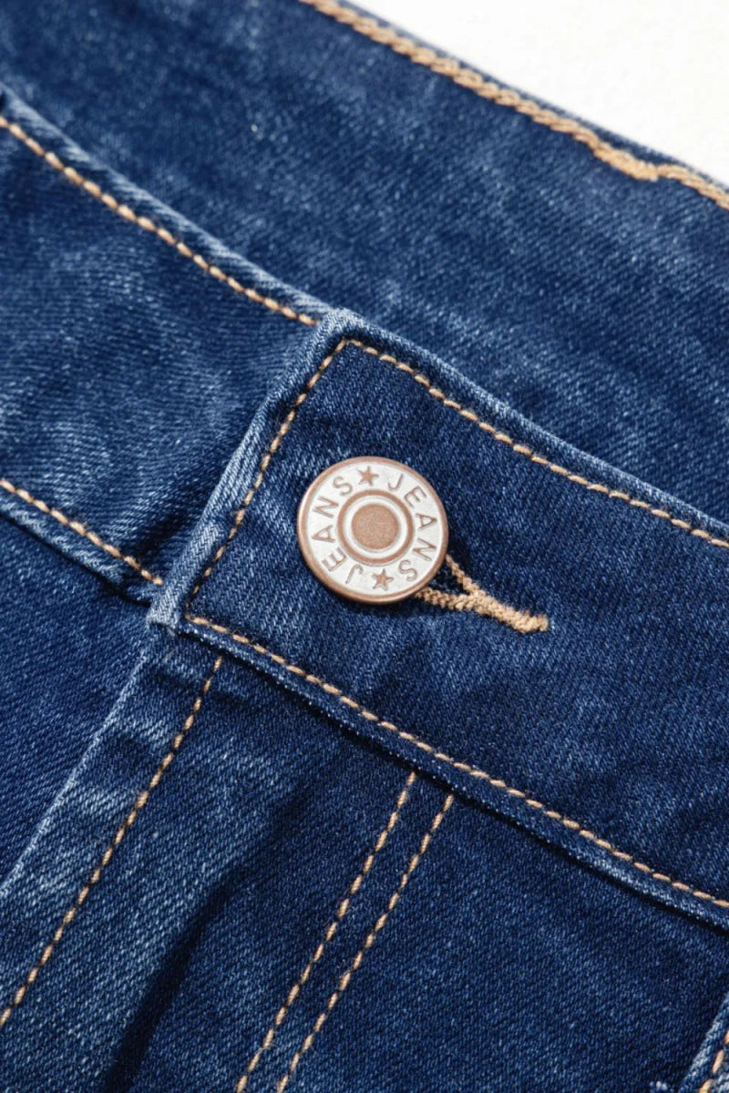 Center Seam Deep Wash Straight Jeans - CELIVINE