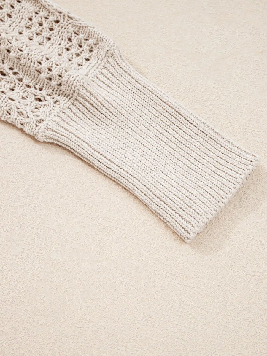 Hollowed Knit Open Front Cardigan - CELIVINE