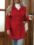 Button Up Long Sleeve Coat - CELIVINE