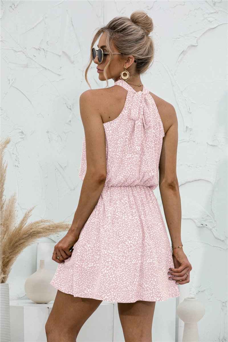 Floral Tied Sleeveless Mini Dress - CELIVINE