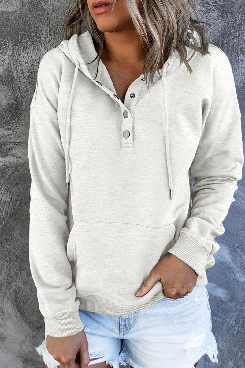 Dropped Shoulder Long Sleeve Hoodie with Pocket - CELIVINE