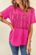NASHVILLE Round Neck Short Sleeve T-Shirt - CELIVINE