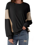 Striped Round Neck Long Sleeve Sweatshirt - CELIVINE