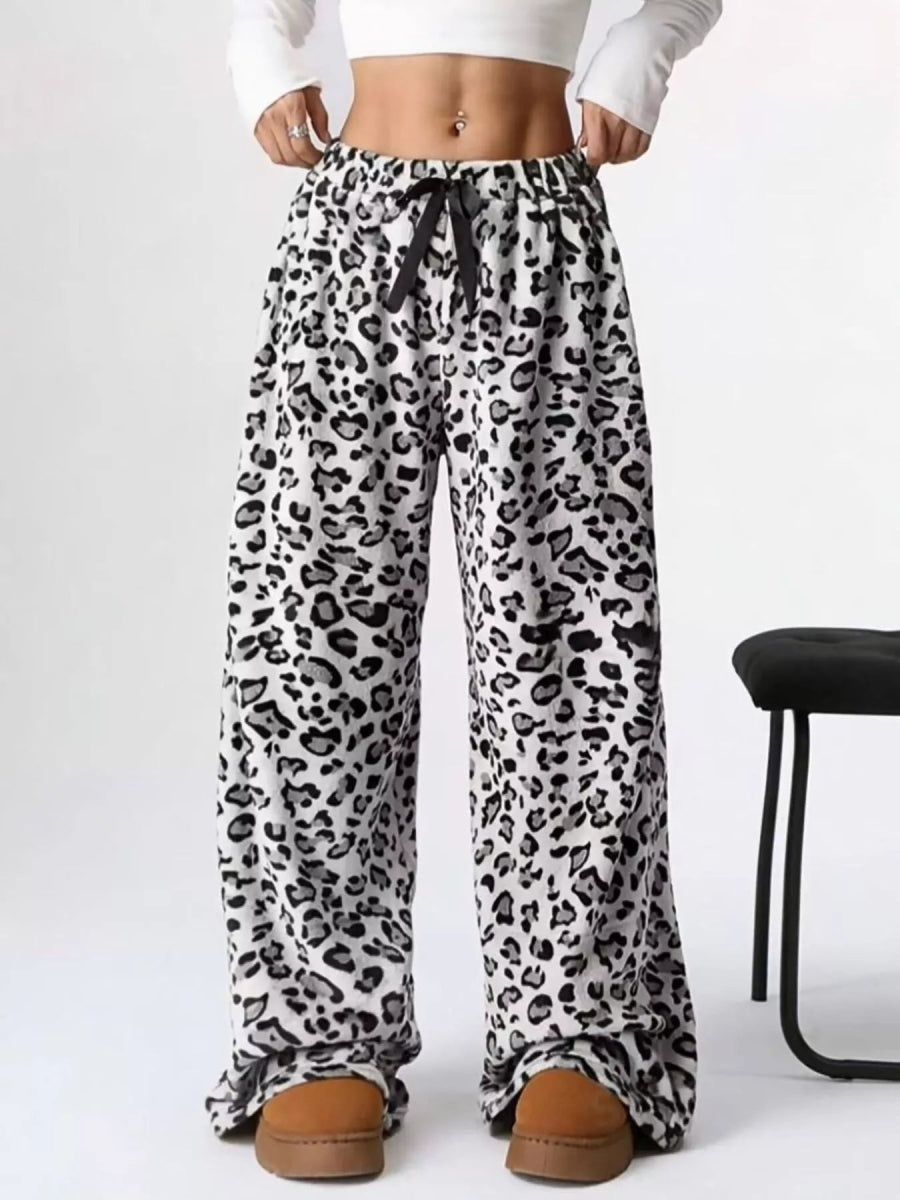Leopard Wide Leg Pants - CELIVINE