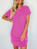 Round Neck Short Sleeve Mini Dress - CELIVINE