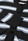 Striped Button Down Long Sleeve Cardigan - CELIVINE