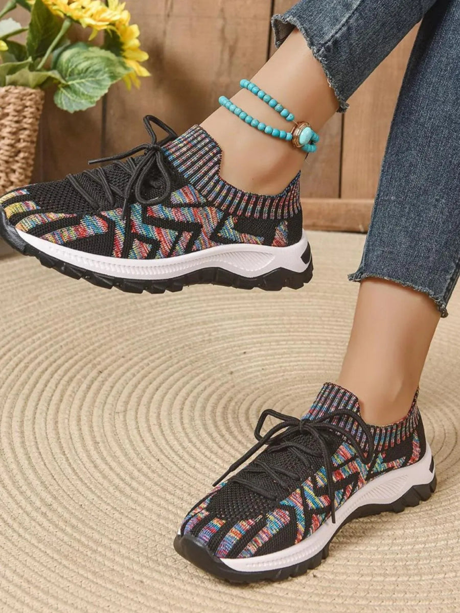 Mesh Knit Lace Up Athletic - CELIVINE